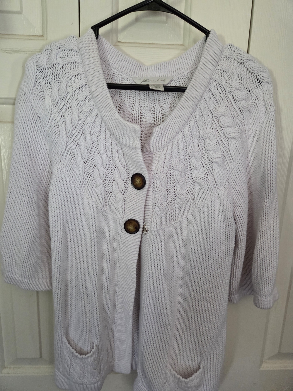 Cable Knit Button-Front Women's Sweater - Light Lavender